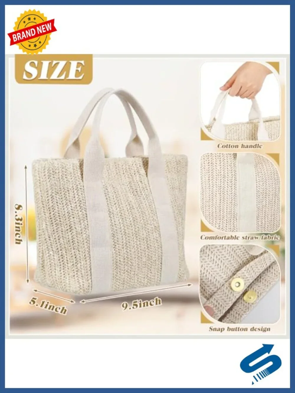 6-Pack Handwoven Burlap Tote Bag Set with Reinforced Handles